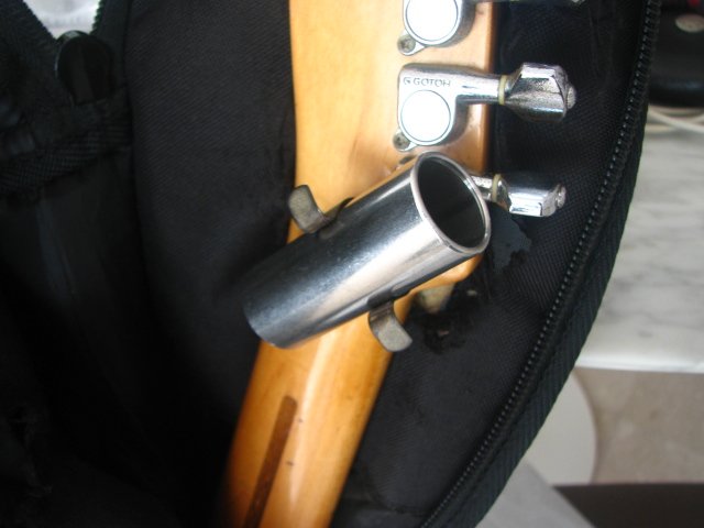 Slide holder on guitar headstock | The Cheapskate Engineer