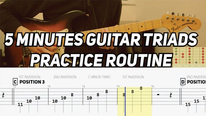 5 Minutes Guitar Triads Practice Routine (with TAB)