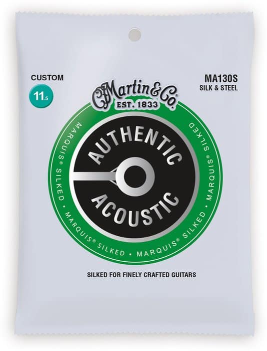 Martin MA130S Marquis Silked Silk and Steel Authentic Acoustic Guitar Strings Silk and Steel 11.5-47