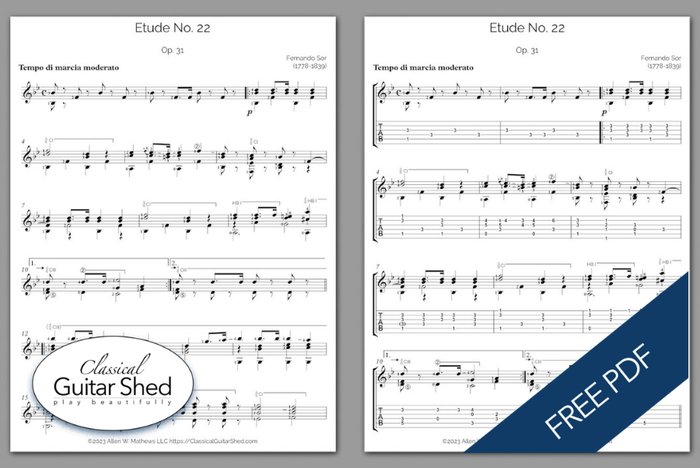 Free Classical Guitar PDF] Sor, Fernando - Op. 31 No. 22 Etude