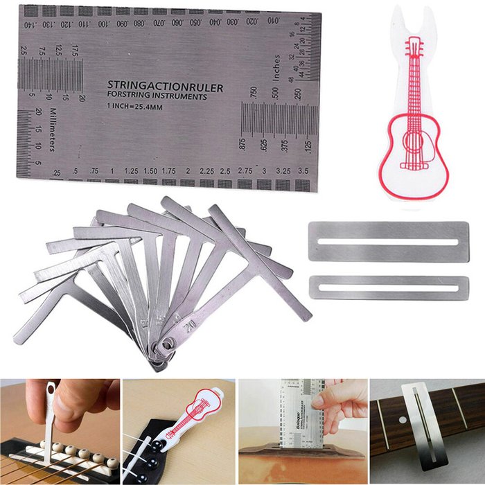 5pc Guitar Set up Luthier Tools String Action Ruler Gauge Notched ...