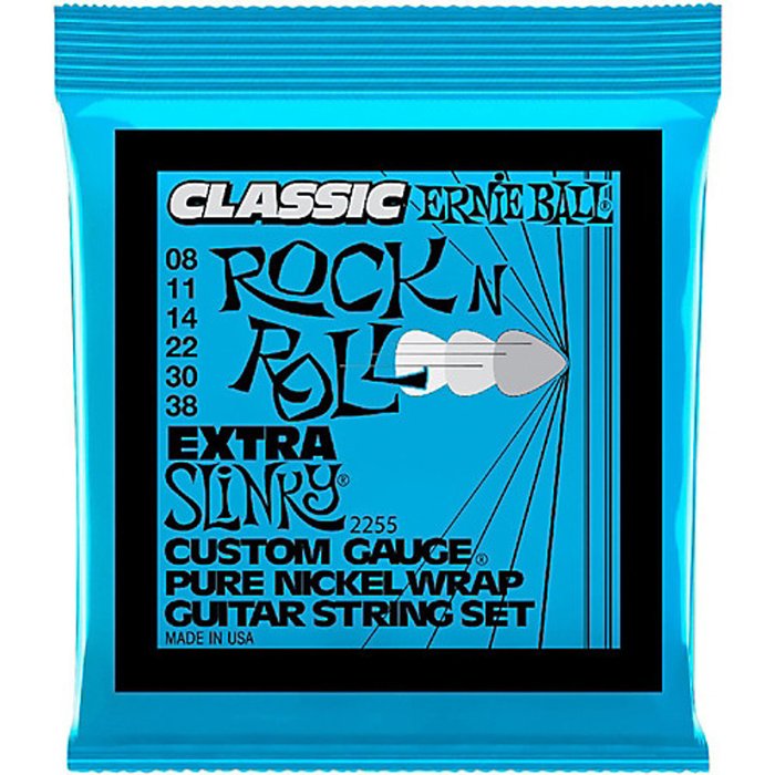 Ernie Ball Classic Pure Nickel Slinky Electric Guitar Strings 2255 Extra Slinky 8-38