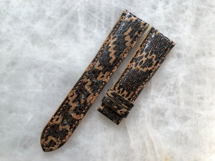 22mm/18mm Brown Python Print Leather Watch Strap Band