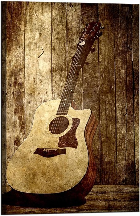 sechars Guitar Canvas Wall Art Vintage Music Room Decor Picture Painting for Home Bedroom Decorations