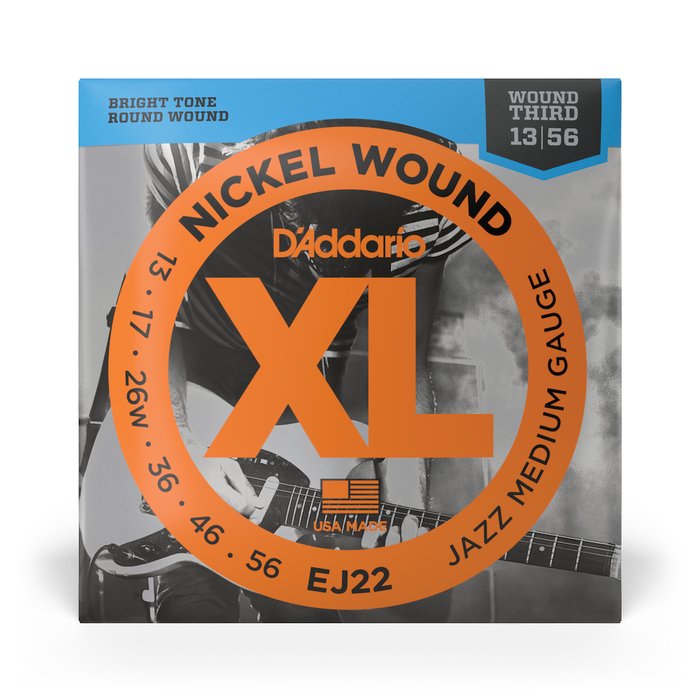 D'Addario EJ22 Jazz Medium Nickel Wound Electric Guitar Strings 13-56