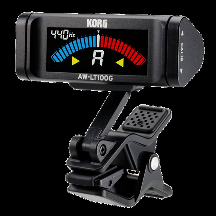 Korg AWLT100G 100-Hour Battery Clip On Tuner - Guitar, which emphasizes the theme of battery life and replacement.