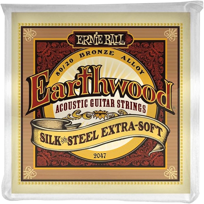 Ernie Ball Earthwood Silk and Steel Extra-Soft Acoustic Guitar Strings, 10-50 Gauge (P02047)