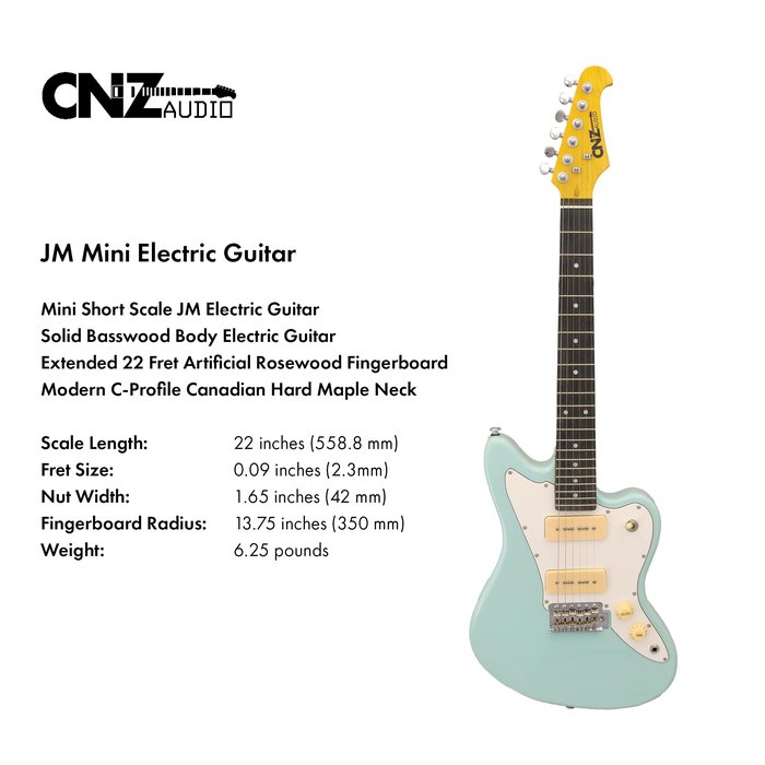 Amazon.com: CNZ Audio JM Mini Electric Guitar - Sunburst, 3-Ply ...
