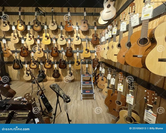 Guitar Center Retail Store Acoustic Guitars on Walls Editorial ...