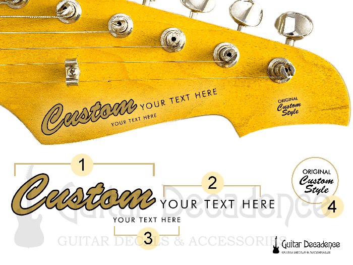 Custom Waterslide Headstock Decals for Stratocaster Guitars | Classic Style - Guitar Decadence