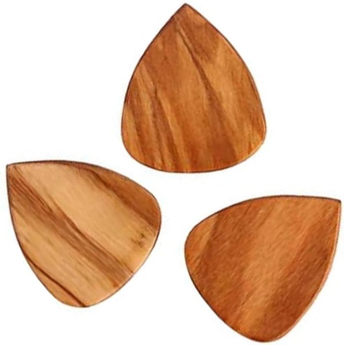 Alnicov 3 Pcs Wooden Guitar Picks, Wood Guitar Plectrums For Electric, Acoustic, or Bass Guitar - Olive Wood