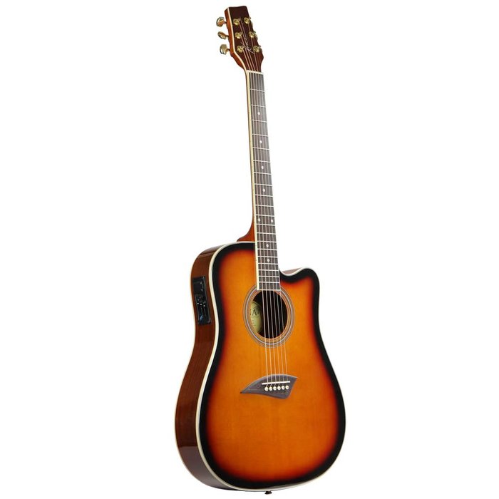 Kona K2SB Acoustic Electric Dreadnought Cutaway Guitar in Tobacco Sunburst Finish