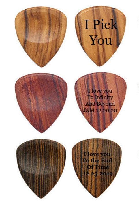 Engraved Wood Guitar Pick-Custom Engraved Wooden Guitar Pick ...