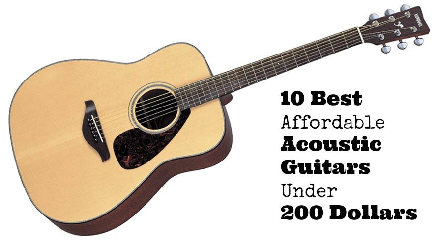 A selection of durable and versatile acoustic guitars under $200, perfect for beginners.
