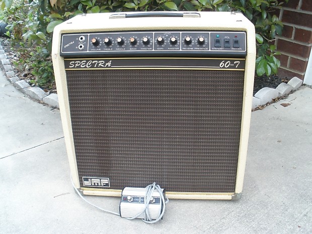 Circa 1984 JMF Spectra 60T amplifier, an example of early guitar amplifier technology.