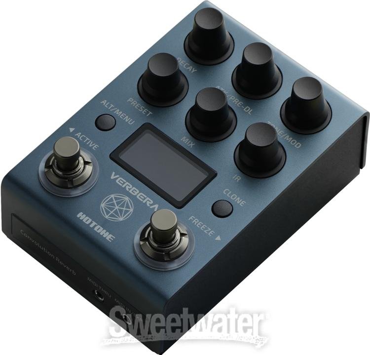 Close-up view of the Hotone Verbera pedal controls for detailed feature breakdown.