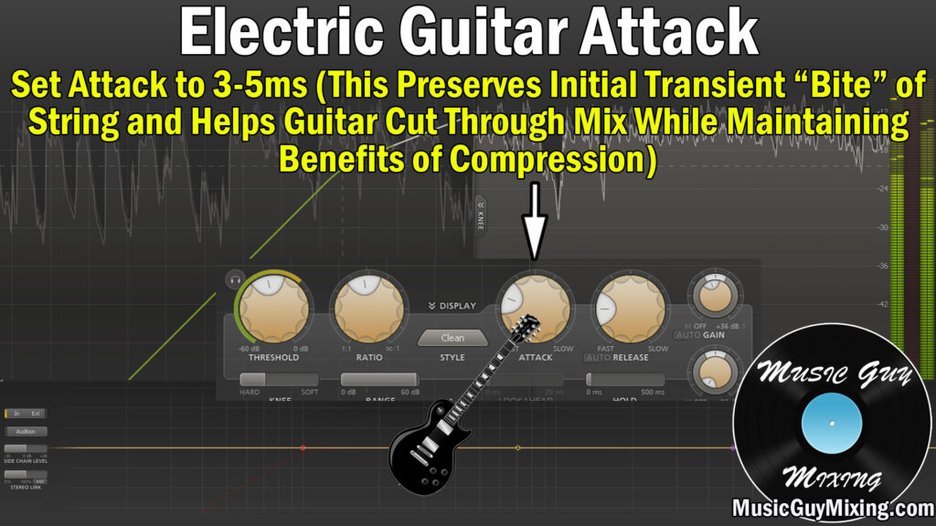Understanding attack settings on electric guitar compression.