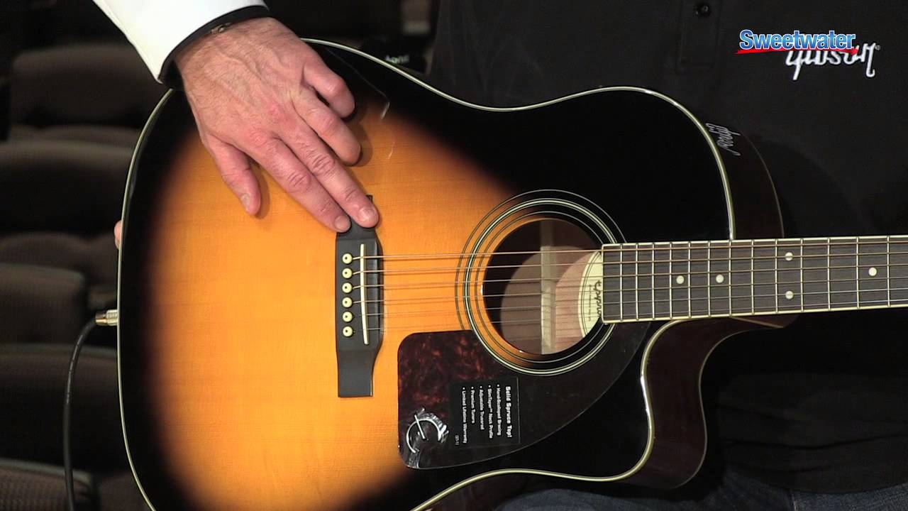 Epiphone AJ-220SCE Acoustic-Electric Guitar - a versatile choice for stage and campfire.