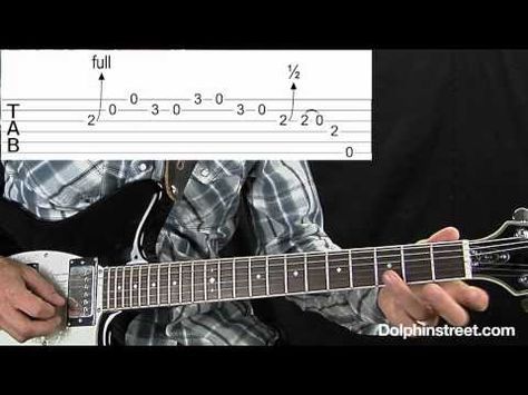 Guitar tab demonstrating triplet lick within a blues guitar shape