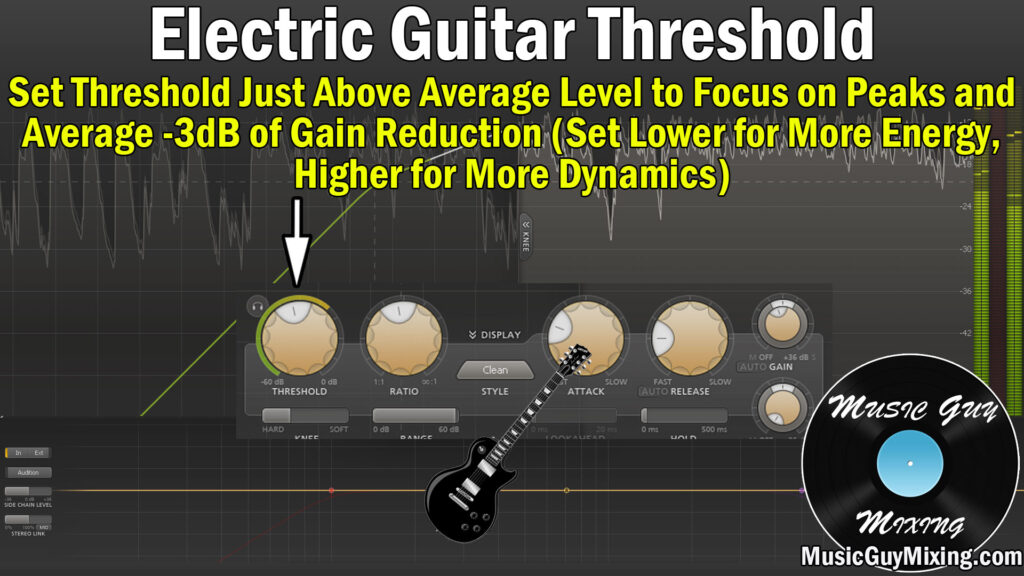 Setting the threshold on a compressor for electric guitar.