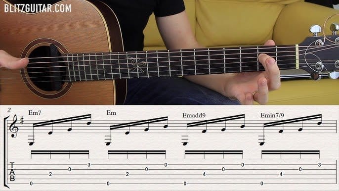 Melodic Chords with Four Different Voicings on Fingerstyle Guitar